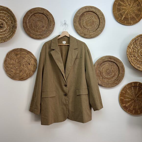 A New Day Neutral Minimalist Tan Brown Oversized Blazer Jacket Plus Size XXL - Picture 1 of 6